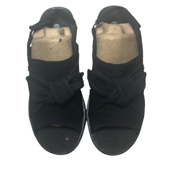 BZEES Sandal Women's Size 9 Black Slingback Open Toe Bow Detail Daisy - Picture 12 of 13